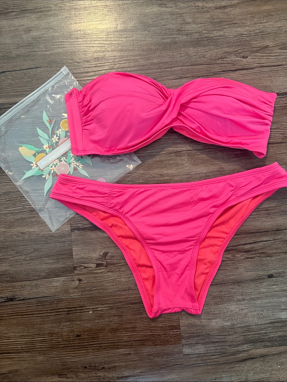 Strapless Hot Pink Women’s Bikini Set